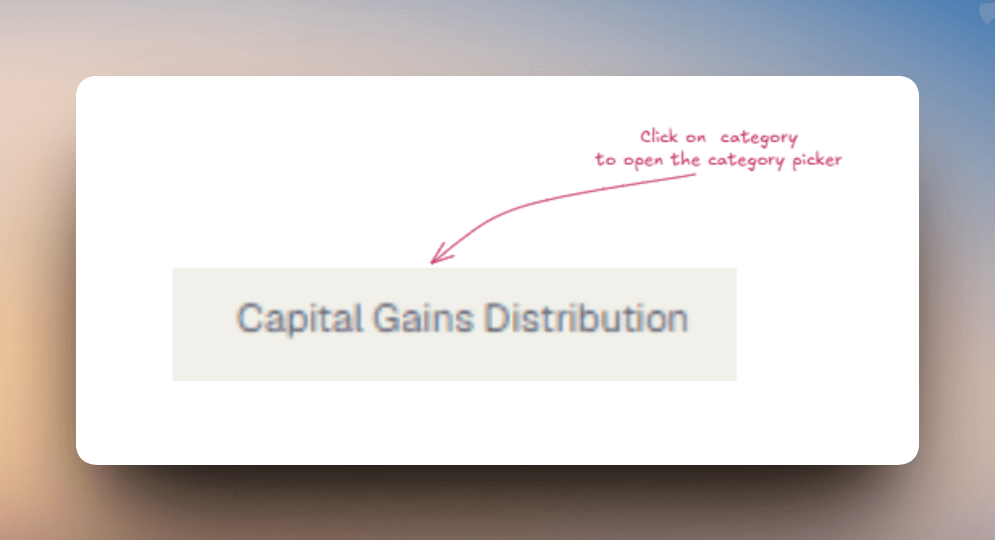 Category picker showing available transaction categories