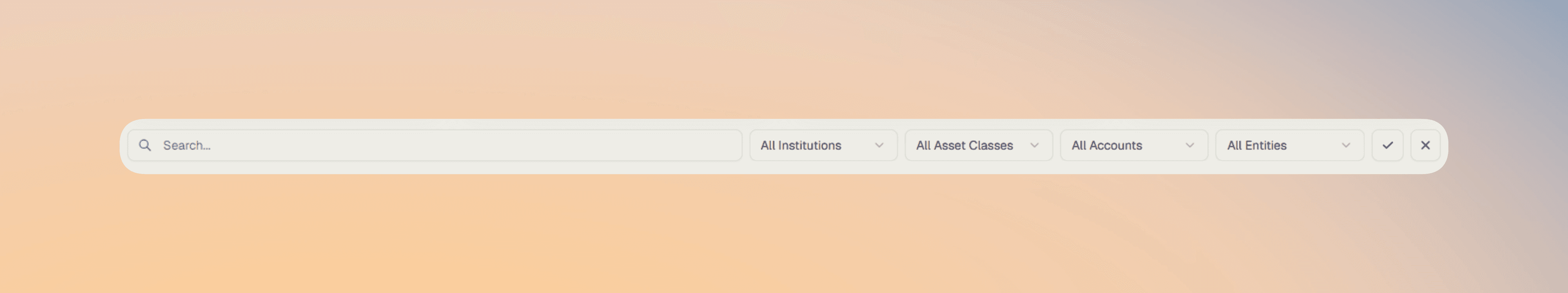 Holdings search and filter bar